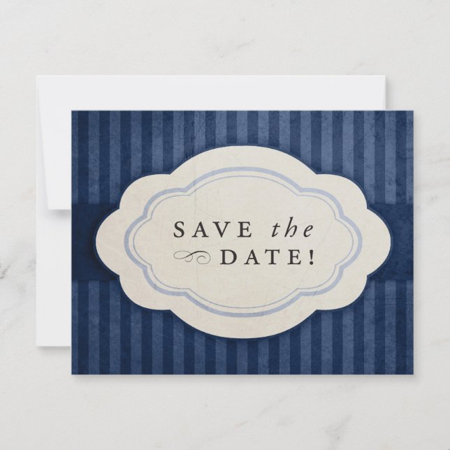Reserve A Data Marinho Rustic Vintage Azul Salve as Datas (Frente)