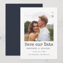 Reserve A Data Marinho Simple SQUARE Foto save the date de casame