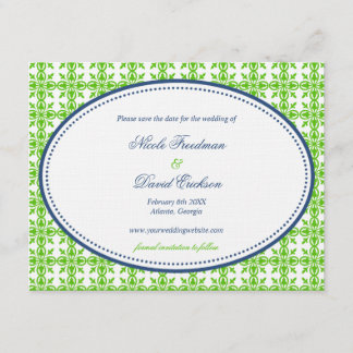Reserve A Data Marinho verde da Apple - casamento oval, salvar a