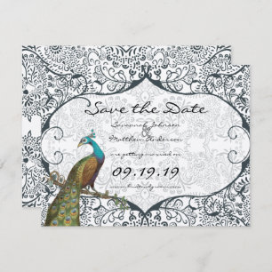 Reserve A Data Marinho Whimsical Peacock Love Bird Salvar a Data
