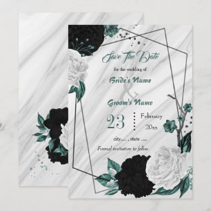Reserve A Data mármore geométrico preto branco-branco-floral pr