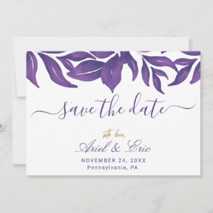 Reserve A Data Mármore Roxo & Eucalipto Dourado Casamento Elegant