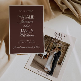 Reserve A Data Maroquino de Chocolate Clássico Foto de Casamento 