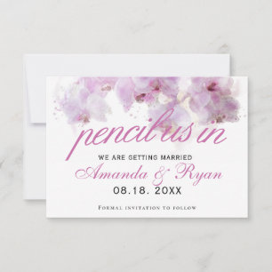 Reserve A Data Marque-nos em Tag de Casamento Aquarela Orquídea R