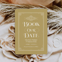 Reserve A Data Marque Nosso Anterior Casamento Dourado De Cobrir 
