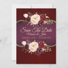 Reserve A Data Marsala Burgandy Watercolor Floral Guarda A Data