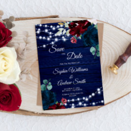 Reserve A Data Marsala e flores de Marinho Rustic Salvar a Data