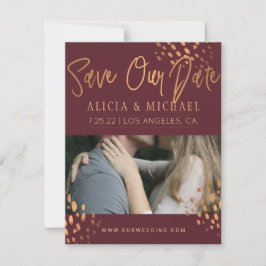 Reserve A Data Marsala PHOTO Faux Metal Gold Foil Typografia