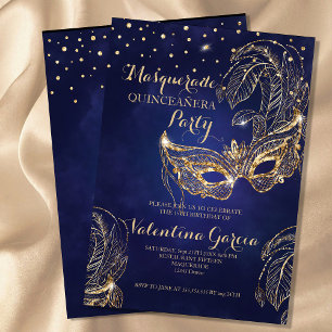 Reserve A Data Mascarada glitter quinceanera mask marinho