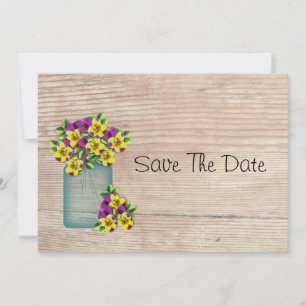 Reserve A Data Mason Jar Of Pansies Salvar Data