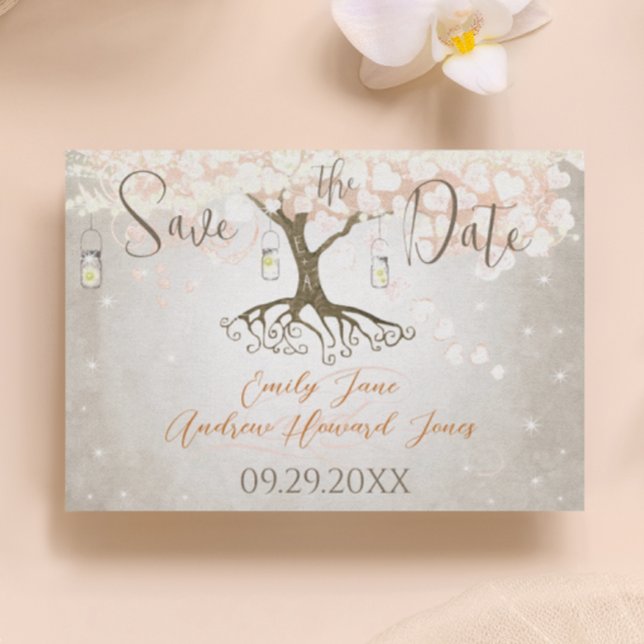 Reserve A Data Mason Jar Peachy Pink Heart Leaf Tree (Criador carregado)