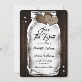 Reserve A Data Mason Jar String Luz Rustic Barn Wood Casamento