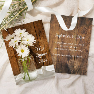 Reserve A Data Mason Jar White Daisies Quinceañera Salve a Data