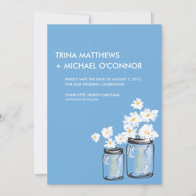 Reserve A Data Mason Jar & White Daisies Salvar a Data (Frente)