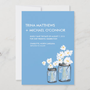 Reserve A Data Mason Jar & White Daisies Salvar a Data