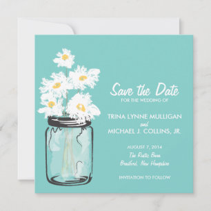 Reserve A Data Mason Jar & White Daisies Salvar a Data
