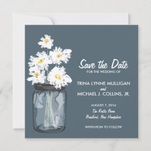 Reserve A Data Mason Jar & White Daisies Salvar a Data