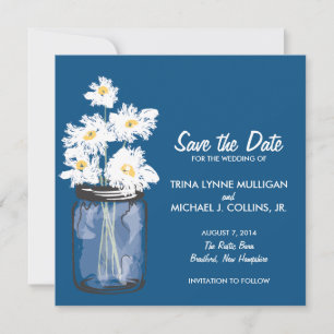 Reserve A Data Mason Jar & White Daisies Salvar a Data