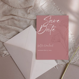 Reserve A Data Mauve Floral Line Art Wedding Date (Salvação da da