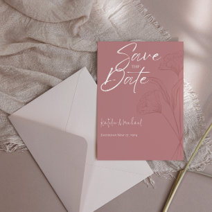 Reserve A Data Mauve Floral Line Art Wedding Date (Salvação da da