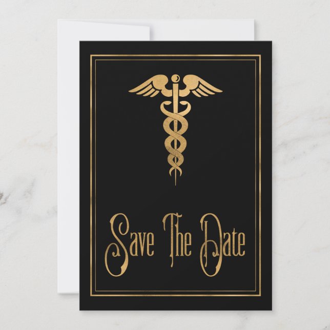 Reserve A Data Medical Caduceus Doctor Nurse Blue Save The Date (Frente)
