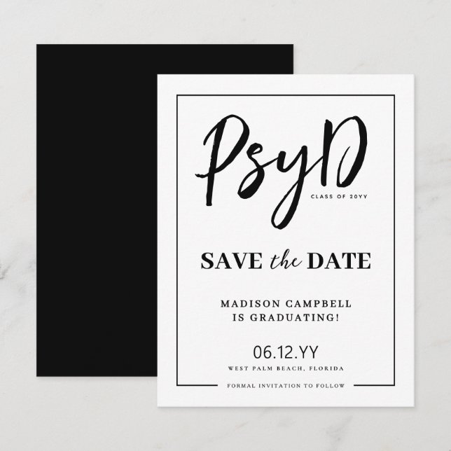 Reserve A Data Médico de PsyD Personalizado (Frente/Verso)