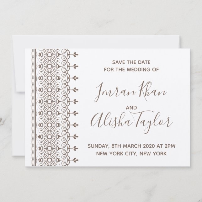 Reserve A Data Mehendi Casamento Indiano Salve a data hamsa Henna (Frente)