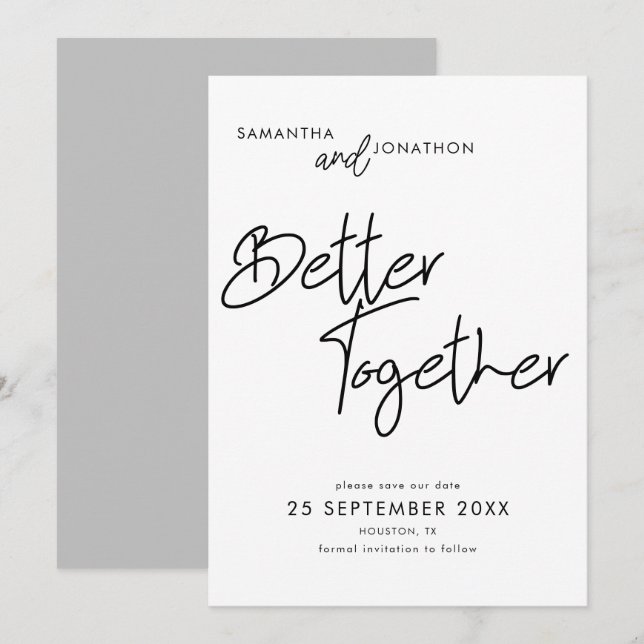 Reserve A Data Melhor Junto com Cinzas modernas de script (Frente/Verso)