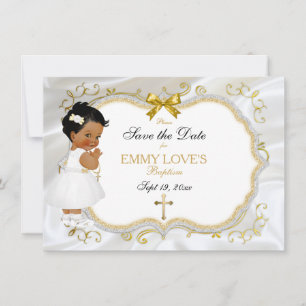 Reserve A Data Menina Batismo Salva Data Dourada Cruz Branca