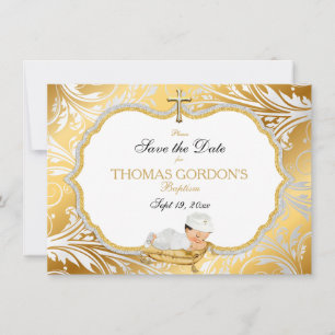 Reserve A Data Menino Batismo Salva Data Dourada Cruz