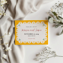 Reserve A Data Mexicano Papel Picado Yellow Nuestra Boda Wedding