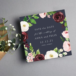 Reserve A Data Midnight Romance Square Save the Date Card