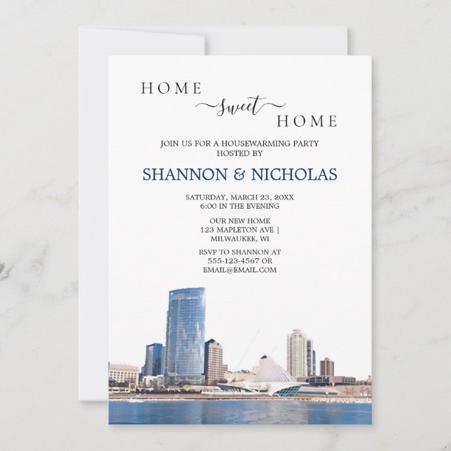 Reserve A Data Milwaukee Skyline Home Invitation (Frente)