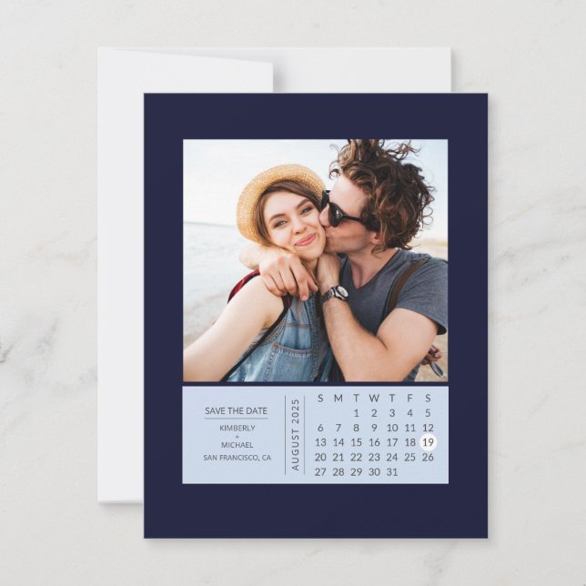 Reserve A Data Mini Calendário Moderno Mínimo Salvar a Foto da Da (Frente)