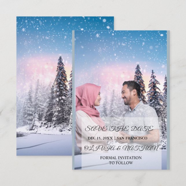 Reserve A Data Minimal Elegant Text & Photo Design / Wedding  (Frente/Verso)