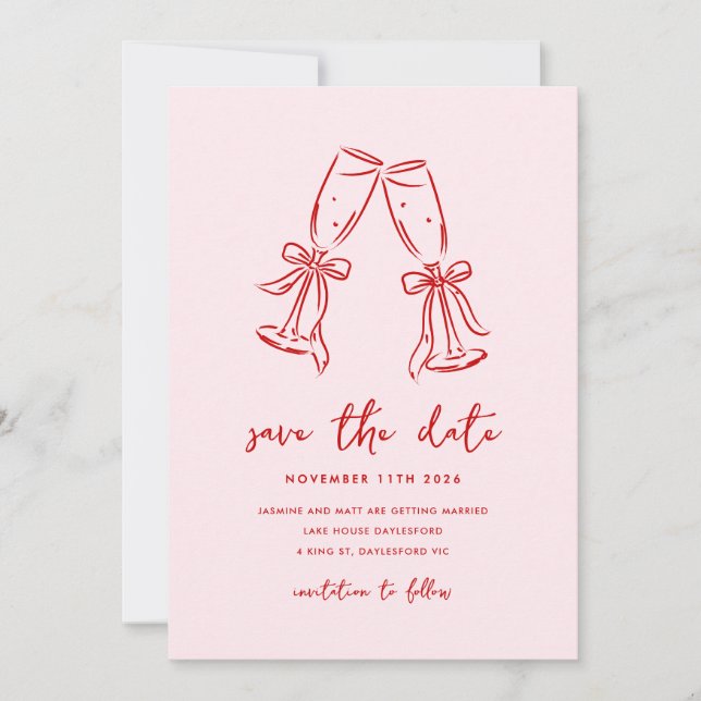 Reserve A Data Minimal Hand Drawn Whimsical Doodle Save The Date (Frente)