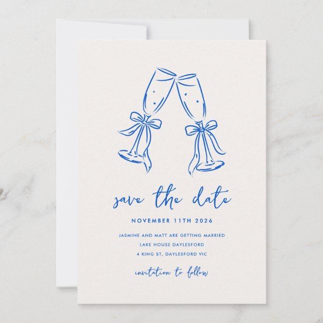 Reserve A Data Minimal Hand Drawn Whimsical Doodle Save The Date (Frente)