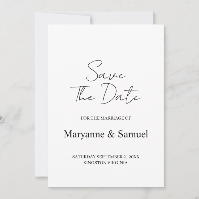 Reserve A Data Minimal Script Photo Save the Date (Frente)