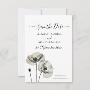 Reserve A Data Minimalismo Elegante Simples Poppies Pretos e Bran