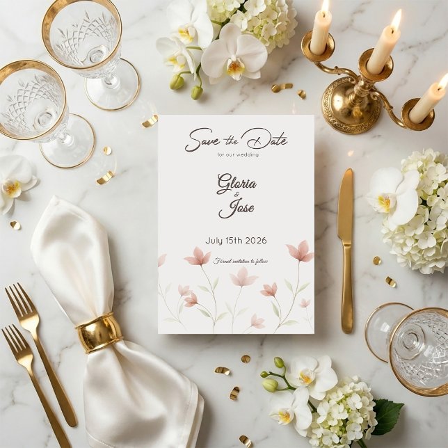 Reserve A Data Minimalist Blush Pink Wildflower (Criador carregado)