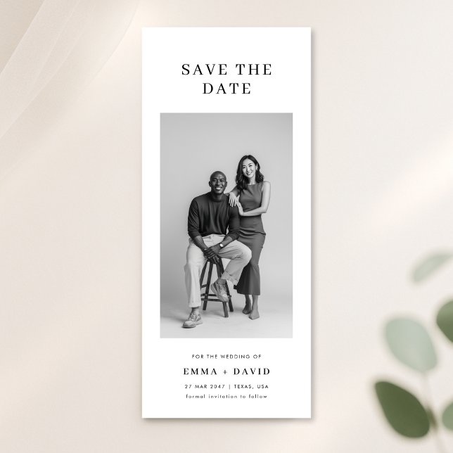 Reserve A Data Minimalist Classic Studio Photo Wedding Bookmark (Criador carregado)