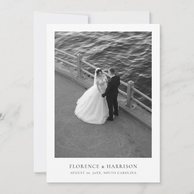 Reserve A Data Minimalist Elegant Photo Wedding Save the Date  (Frente)