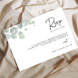 Reserve A Data Minimalist Eucalyptus Leaves RSVP Wedding Card