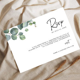 Reserve A Data Minimalist Eucalyptus Leaves RSVP Wedding Card