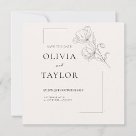 Reserve A Data Minimalist Floral Line Art Save the Date Card