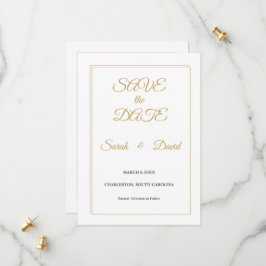 Reserve A Data Minimalist Gold Border Save the Date Card