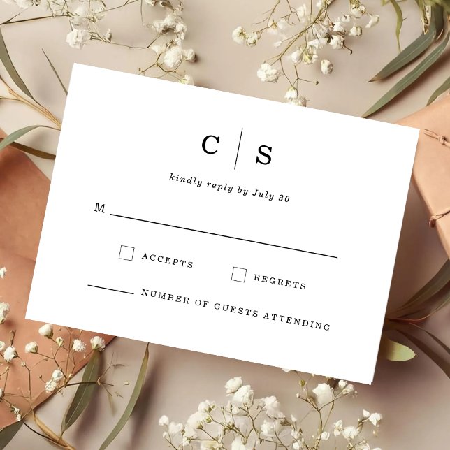 Reserve A Data Minimalist Initial Monogram Wedding RSVP (Criador carregado)