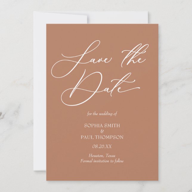 Reserve A Data Minimalist modern Bohemian terracota Save the Date (Frente)