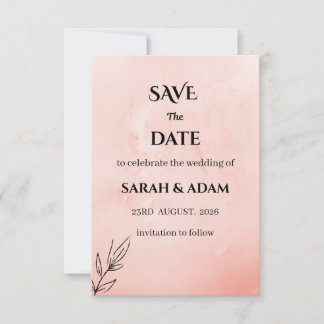 Reserve A Data Minimalist Peach Botanical Save the Date