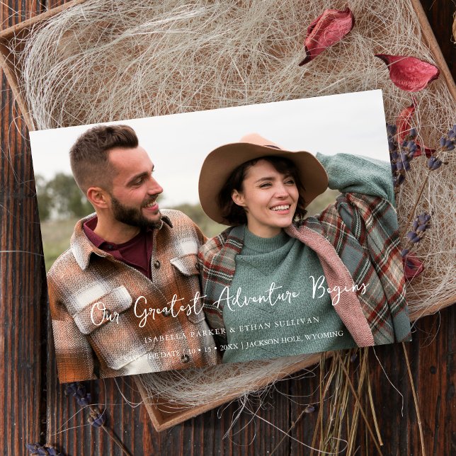 Reserve A Data  Minimalist Photo Card Modern Calligraphy Wedding (Minimalist Photo Card Modern Calligraphy Wedding Save the Date Card with Envelope. )